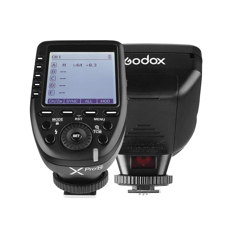 Godox Xpro-N i-TTL Flash Trigger Transmitter 2.4G Wireless X System 1/8000s HSS Support 32 Channels 16 Groups Compatible with Nikon Series Cameras for Godox Series Camera Flashes and Studio Flashes