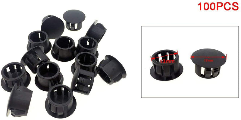 YXQ 100Pcs 1/2 inch Dia. Hole Plug Locking Black Plastic Body