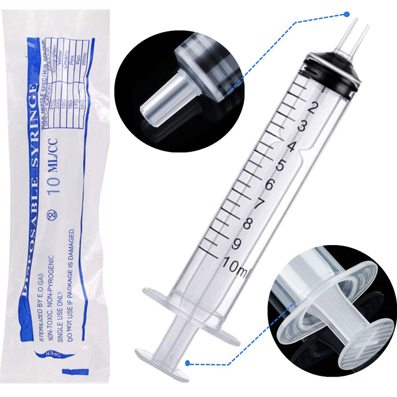 15 Pack 10ml Plastic Sterile Syringes, for Science Labs, Oral Liquids Measuring, Glue Resin Dispensing or Little Animals Feeding