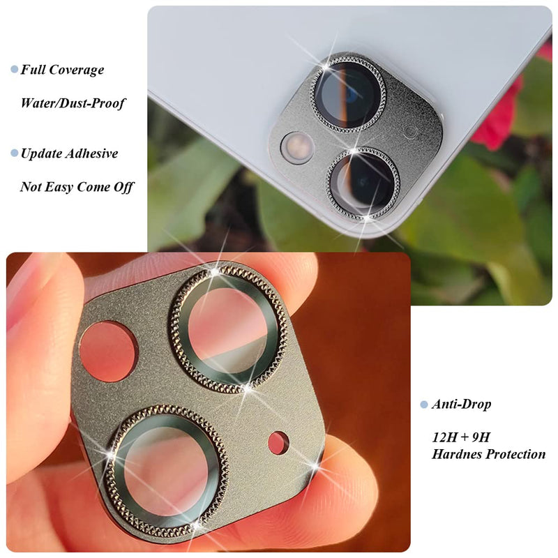 [AUSTRALIA] - JOLOJO 2 Pack Camera Lens Protector Compatible for iPhone 13/13 Mini, Aluminum Alloy Metal Cover & 9H Tempered Lens Glass Shock/Water-Proof,Shatter/Scratch-Resistant,Case Friendly - Black 