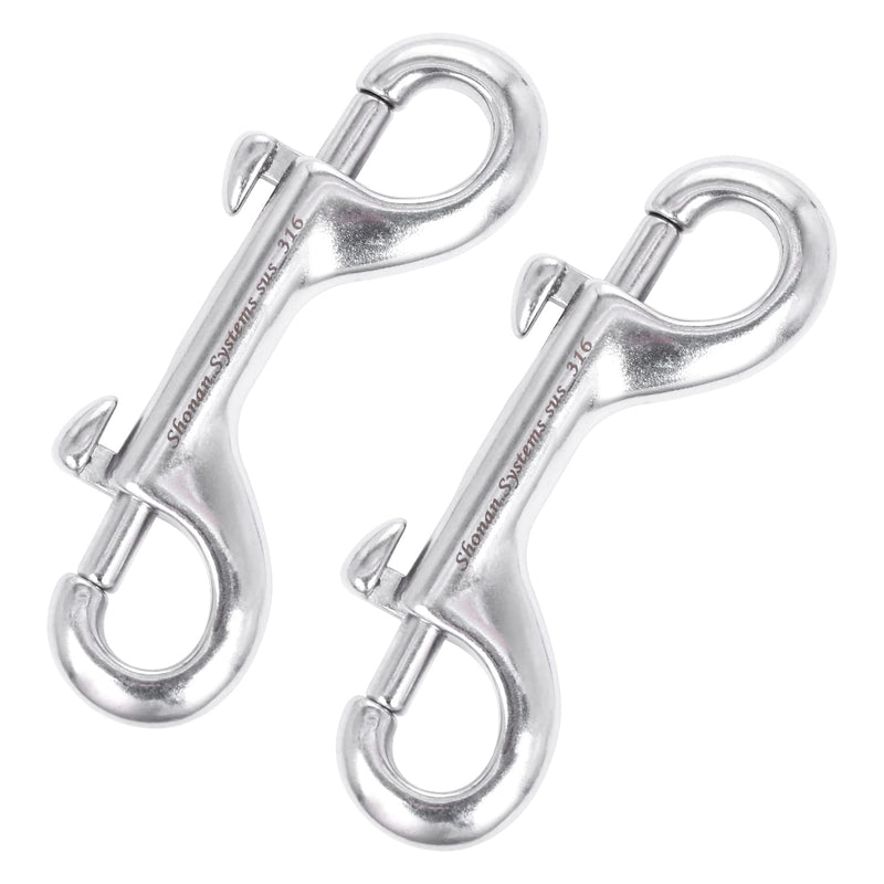 [AUSTRALIA] - SHONAN Double Ended Bolt Snap Hooks, 2 Pack Heavy Duty Stainless Steel 316 Double Ended Trigger Snaps, 3.5 Inch Marine Grade Metal Clips for Diving, Dog Leash, Key Chain, Horse Tack, Feed Buckets 3.5 Inch, 2 Pack, Double Ended 
