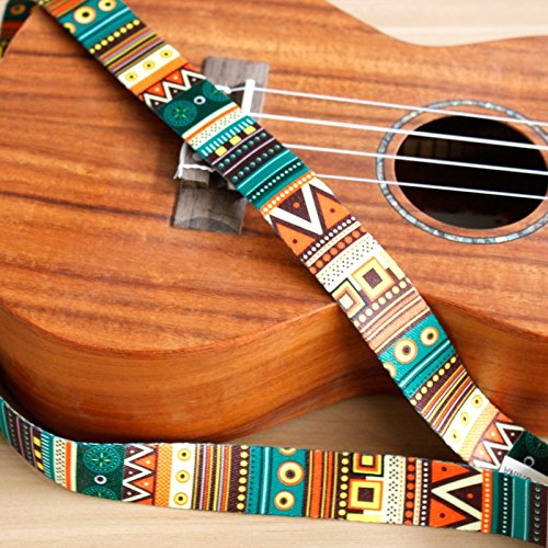 Ukulele Strap with Guitar Strap Button and Guitar Pick Set Adjustable Shoulder Strap for for 4 Strings Uke Soprano Concert Tenor Baritone, Banjo and Mandolin (Updated)