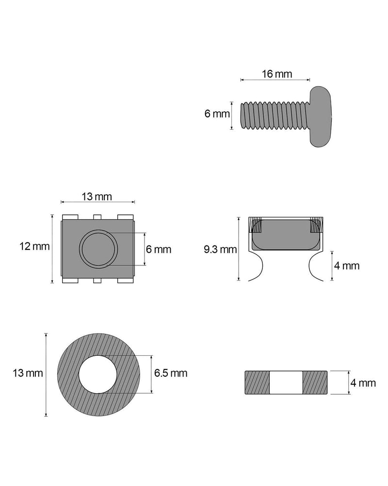 [AUSTRALIA] - 【50 Pack】 M6 x 16mm Rack Mount Cage Nuts and Screws & Washers for Rack Mount Server Cabinets, Rack Mount Server Shelves, Routers, 50 PACK Rack Mount Screws and Square Insert Nuts black 