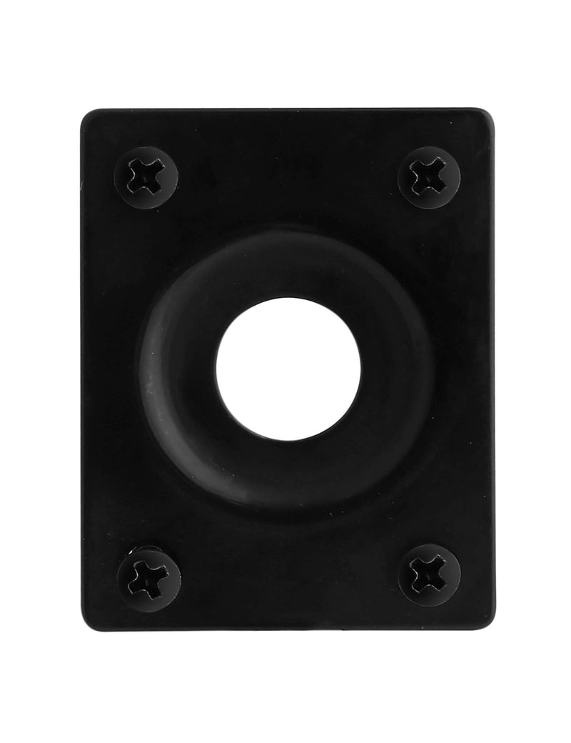 Holmer Guitar Jack Socket Plate Curved Recessed Rectangle Style Output Jack Plate Compatible with Les Paul LP Tele Style Electric Guitar or Bass Guitar Parts with Screws Black.