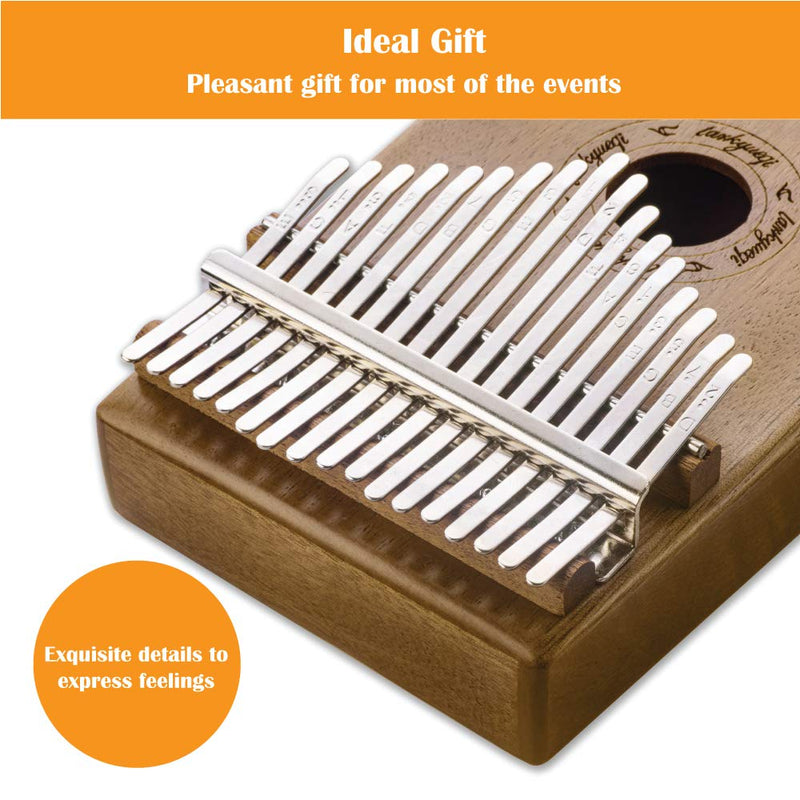 Kalimba Thumb Piano 17 Keys, Portable Solid Mbira Finger Piano Musical Instrument with Tune Hammer and Instruction for Kids Adults Beginners