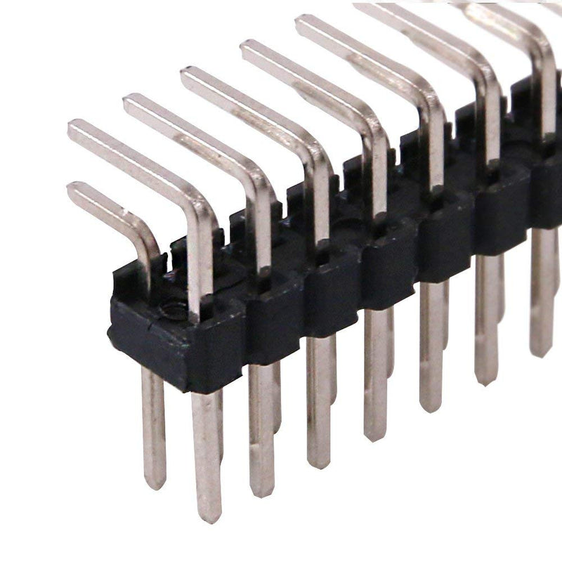 LUOYIMAO 40Pin 2.54mm Dual Row Right Angle PCB Male Pin Header Strip 20PCS +Plastic Box(W2-40pin)