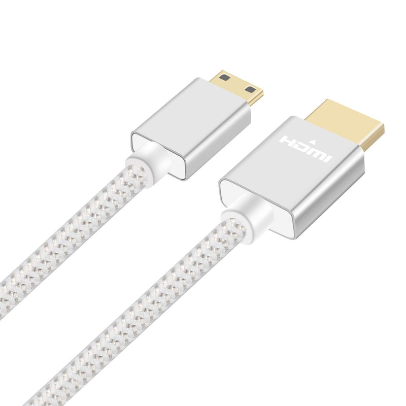 2 Pack Mini HDMI to HDMI Cable 10FT,UseBean High Speed 4K 60Hz Mini HDMI Male to Male HDMI 2.0 Cord,Compatible with Sony/Nikon/Canon Camera, Camcorder,Laptop,Graphics Video Card,Raspberry Pi Zero W Silver