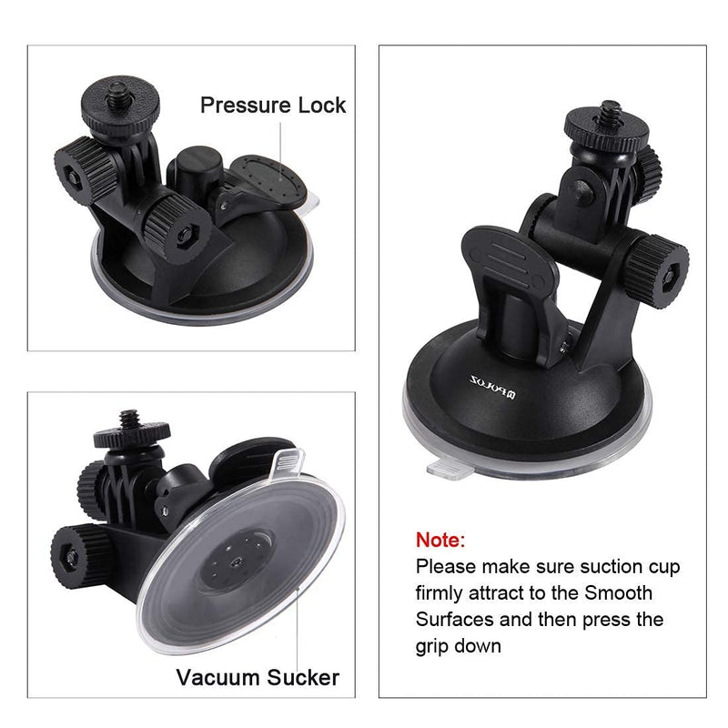 PULUZ Suction Cup Mount for Gopro Car Mount, Adjustable Vehicle Window & Windshield Mount Holder, Compatible with GoPro Hero 10/9/8/7/6/5/4/3+/3/Session/DJI OSMO Action Camera Mount