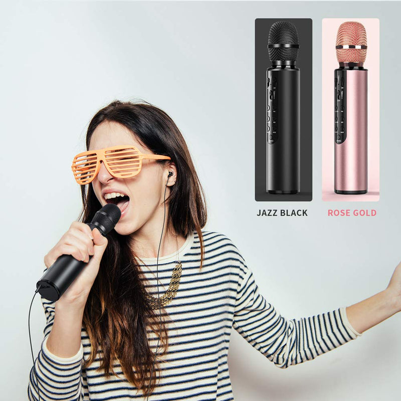 [AUSTRALIA] - Wireless Bluetooth Karaoke Microphone with Dual Stereo Speaker for Cell Phone Tablet PC, Portable Handheld Singing Machine Gifts (2020 Upgraded Black) 