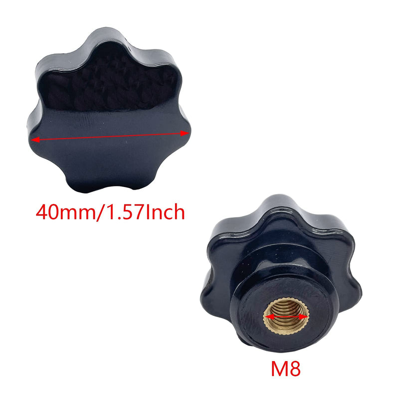 M8 Seven Star Shaped Head Clamping Handle 40mm Diameter Star Shape Nut Handle Black Bakelite Screw on Clamping Star Knob Handle(6Pcs M8X40)