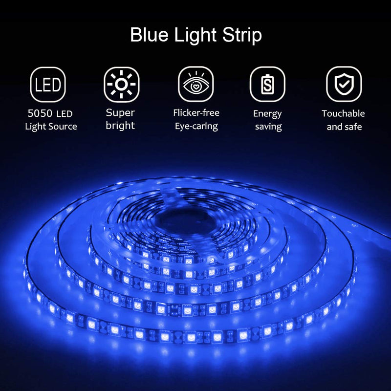 [AUSTRALIA] - ALITOVE Blue LED Light Strip 32.8ft Waterproof IP65 10M 600 LEDs 60 LEDs/M 5050 SMD Black PCB DC 12V with Enhanced 3M VHB Foam Tape for Home Garden Decoration Lighting, 2X 16.4ft, No Power Supply 