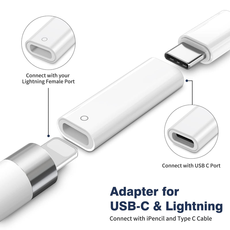 USB C to iPencil Adapter, USB Type C to for Lightning Adapter for iPad 10th Gen Female to Female Charging Bluetooth Connector Charger USB-C Pencil Adapters for Apple Pencil 1st Generation
