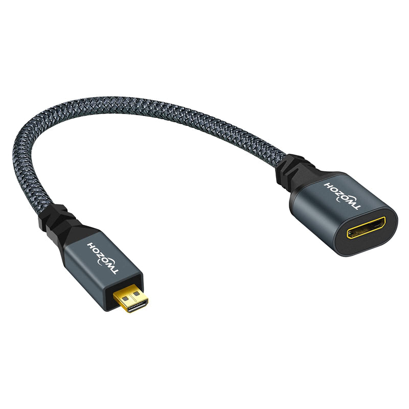 Twozoh Micro HDMI Male to Mini HDMI Female Adapter Cable, Micro HDMI D Type Male to Mini HDMI C Type Female Extension Cable 4K/1080P (20CM/0.6FT) Micro Male to Mini Female