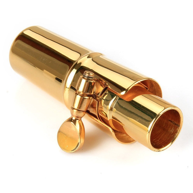 Sax Mouthpiece, Aibay #6 Gold Plated Bb Soprano Saxophone Metal Mouthpiece + Cap + Ligature 6