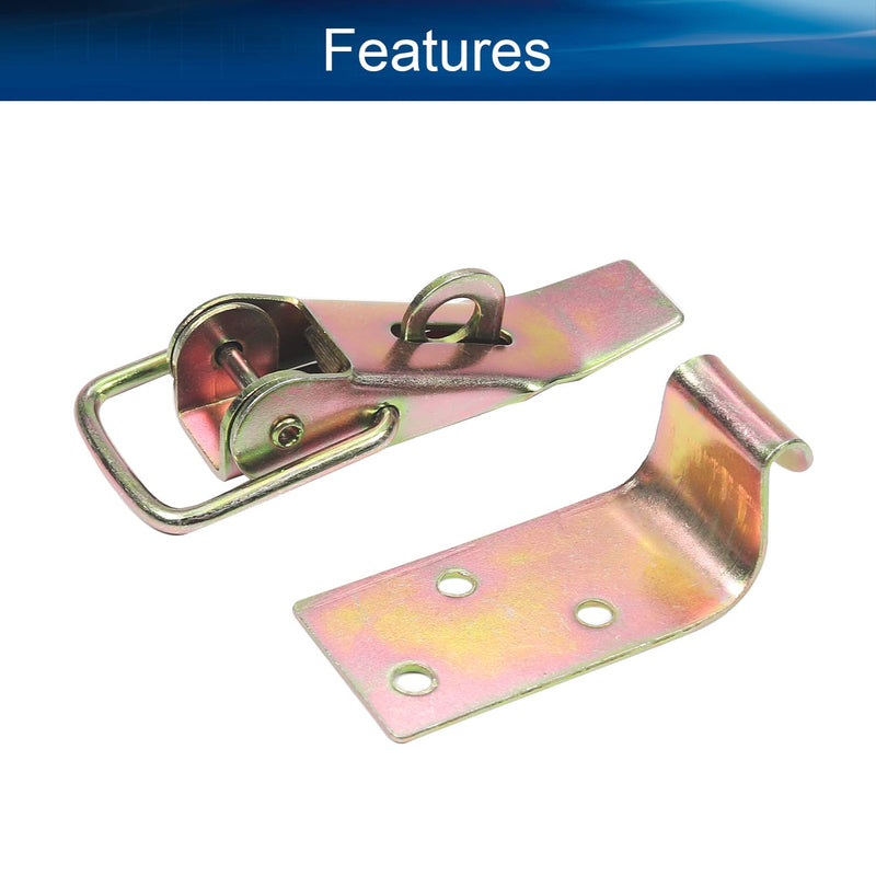 Yinpecly 2Pcs Iron Spring Loaded Toggle Latch Hasp Hardware Fitting Spring Loaded Locks Hasps for Case Box Trunk Catches, 3.35inch Length Bronze Tone with Lock Hole