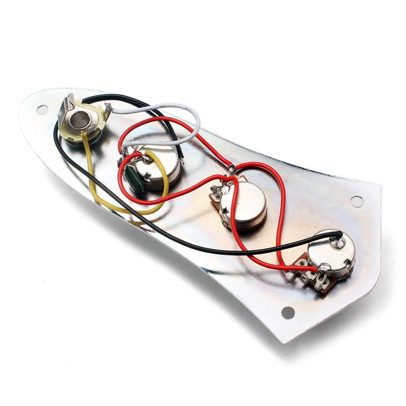 Alnicov Fully Loaded Control Plate Pre-Wired Control Plate With Chrome Metal Cap for Jazz Bass J Style Bass Guitar