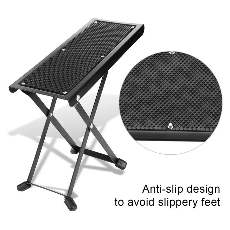Guitar Foot Stool 4 Adjustable Height Levels Foot Rest Stool Anti-Slip Metal Guitar Pedal for Comfortable and Solid Support