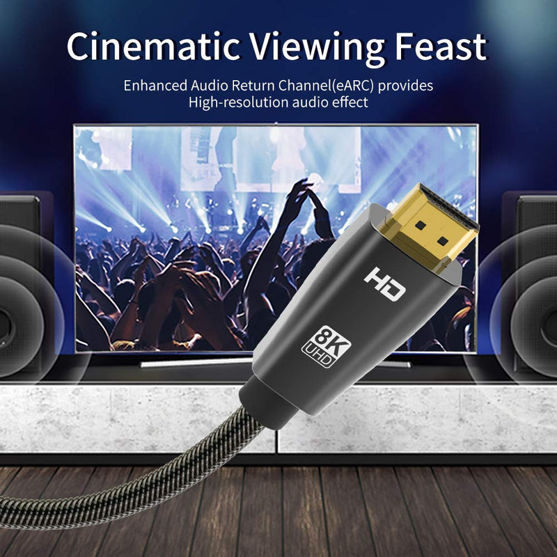 HDMI 2.1 Cable (3.3Ft)8k 4k HDMI Cable UHD HDR 8K (7680x4320) high-Speed 48Gbps 8K 3D for TV Roku PS4 SetTop Box HDTVs Projector 3.3ft