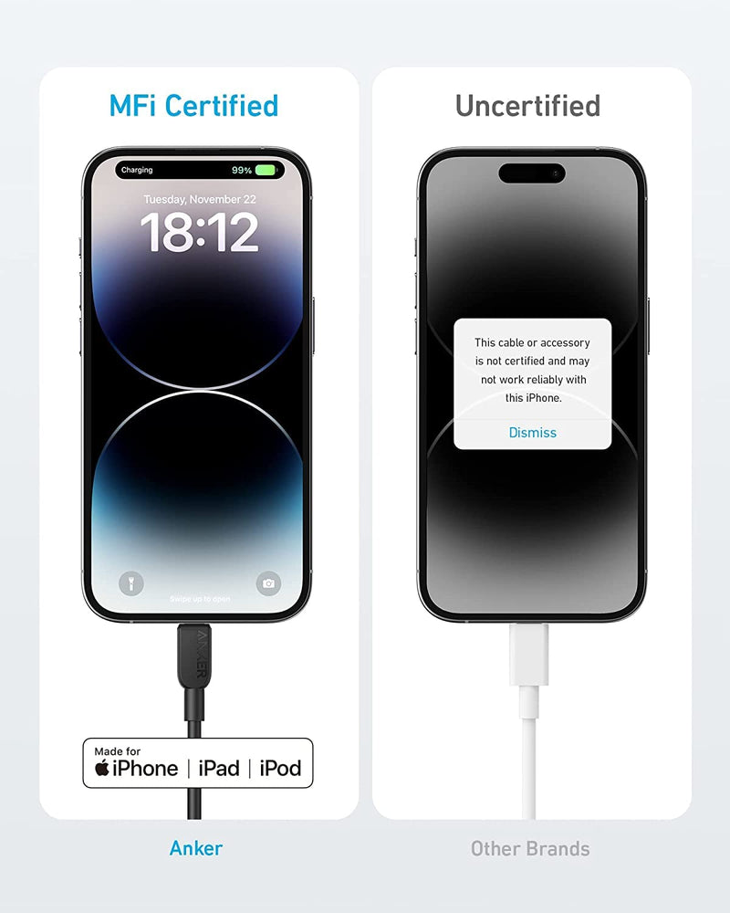 Anker USB C to Lightning Cable, 310 USB-C to Lightning Braided Cable(2pack,10ft, Black), MFi Certified, Fast Charging Cable for iPhone 14 Plus 14 14 Pro Max 13 13 Pro iPhone 12 (Charger Not Included) 10ft 2