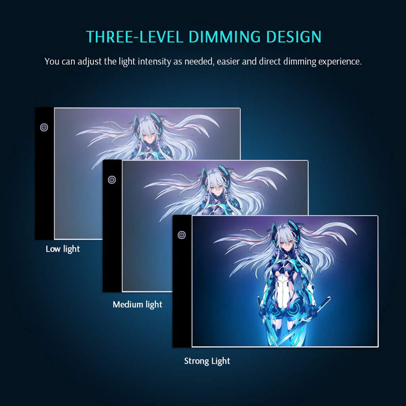 ZERIRA A4 LED Thin Light Box Tracer Ultra - Portable USB Power Cable Dimmable Tracing Light Pad for Artists Drawing, Painting, Animation, X-ray Viewing