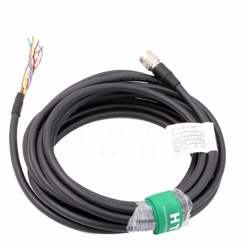 HangTon Hirose 12 Pin Female HR10A-10P-12S to Open Cable Bare Wire for Allied AVT GigE, Sony DXC CCD, Panasonic, Hitachi, Jai, Basler, Dalsa, Teli, Toshiba Camera (Straight 12-pin, 3 m) Straight 12-pin