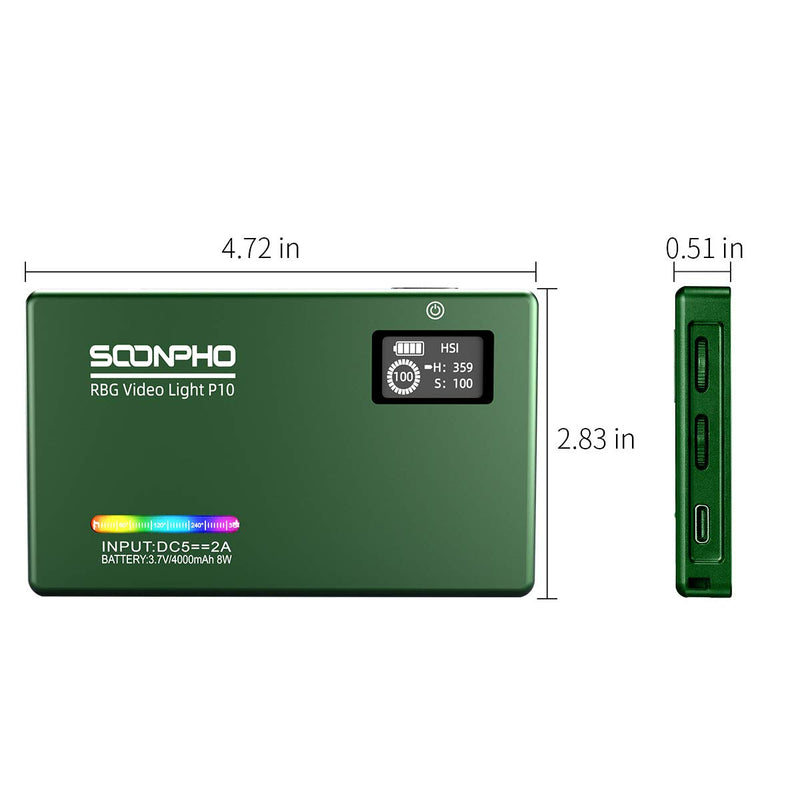 Soonpho RGB LED Video Light,On-Camera Lighting 360° Full Color,Mini Pocket Light for YouTube Video or Vlog,4000mAh Rechargeable Battery(2500K-8500K,CRI 96+,980Lux)