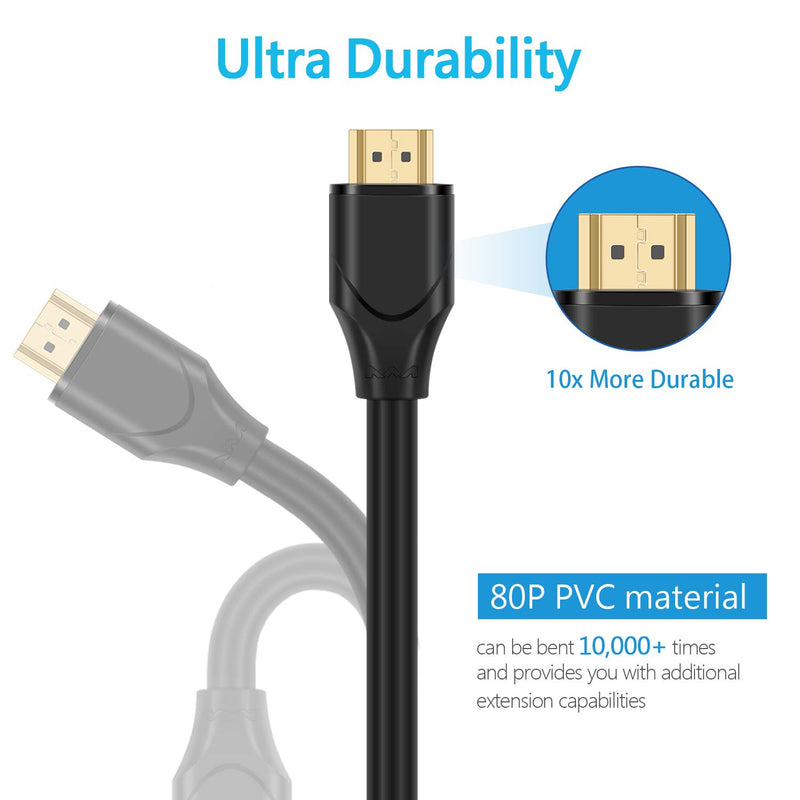 4K HDMI Cable 10 ft, 2 Pack 10 Feet High Speed HDR HDMI 2.0 Cable Supports 4K@60Hz, DEEGO Ultra HD 18Gbps HDMI Cord with Golden Plated Connetor Compatible for PS4 Pro,Xbox One, Ethernet, HDTV, Black
