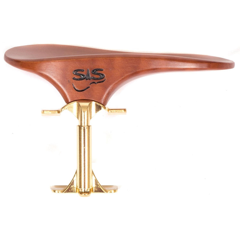 SAS Pearwood Chinrest for 3/4-4/4 Violin or Viola with 28mm Plate Height and Goldplated Bracket
