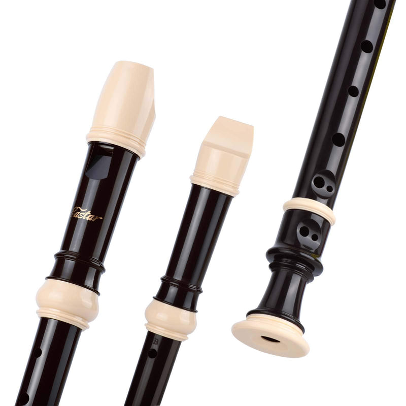 Eastar Soprano Recorder Instrument Baroque Recorder C Recorder Kids Professional Musical Recorders with Cleaning Rod,Fingering Chart,Case Bag,Thumb Rest, Soprano Recorder 3 Piece ABS, Brown, ERS-21BN