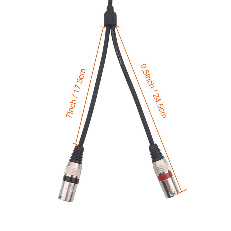 TISINO 3.5mm to Dual XLR Stereo Cable 1/8 inch Mini Jack to 2 XLR Male Y Splitter Adapter Cord- 3.3 FT 3.3 feet