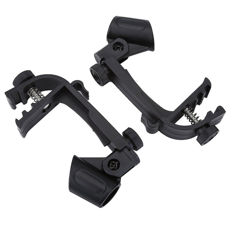 Bnineteenteam Drum Mic Clip, 2 Pcs Clips on Drum Mount, Microphone Drum Clamp Clip Mounts Adjustable Shockproof Clamp Holder, Drum Clamp (Black)