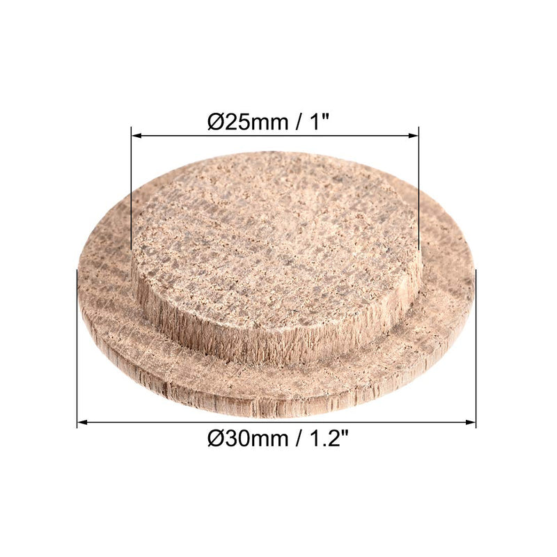 uxcell Wood Button Plugs 1 Inch Oak Hardwood Screw Hole Furniture Plugs 25 Pack