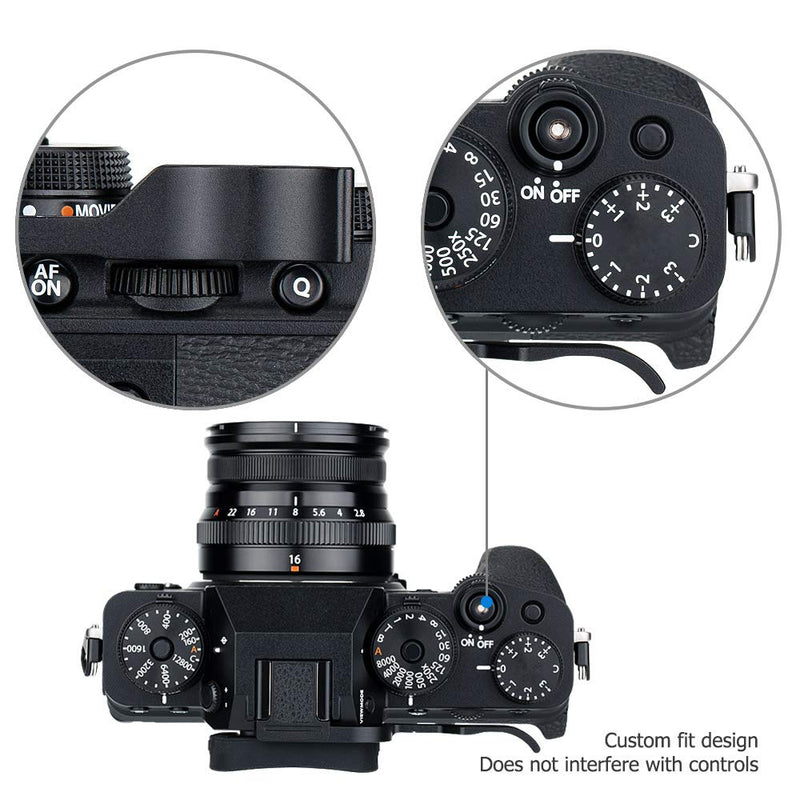 JJC Metal Thumbs Up Grip for Fuji Fujifilm X-T4 XT4 X-T3 XT3 with Hot Shoe Cover Protector Not Interfere with Controls of Camera -Black