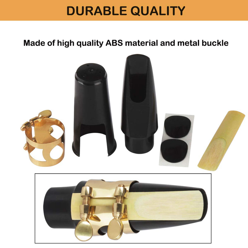 Alto Saxophone Mouthpiece Kit, Saxophone Mouthpiece with Metal Ligature, Saxophone 2.5 Reeds, Cushions and Plastic Cap Black