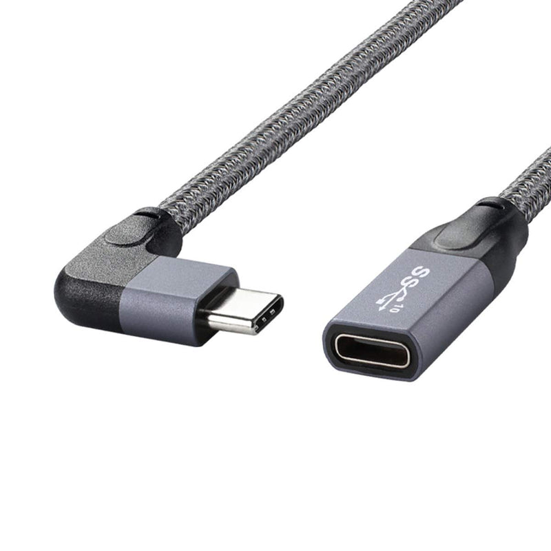 Xiwai Left Right Angled USB-C USB 3.1 Type C Male to Female Extension Data Cable with Sleeve for Laptop
