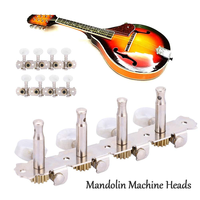 Alomejor Mandolin Tuning Pegs Mandolin Guitar Machine Heads 4L4R White Round Buttons Tuning Pegs for Mandolin