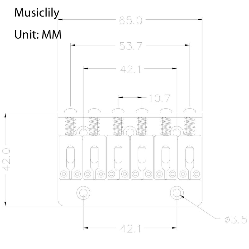 Musiclily Fixed Hardtail Guitar Bridge Top Load Saddle for 6 String Fender American Standard Strat Stratocaster Telecaster, Black