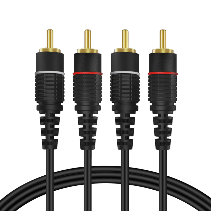 TNP Products 2RCA Stereo Audio Cable (12 Feet) - Dual RCA Plug M/M 2 Channel (Right and Left) Gold Plated Dual Shielded RCA to RCA Male Connectors Black 12 Feet