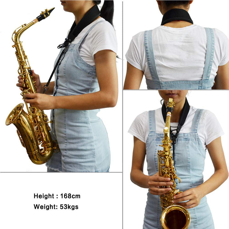 Rayzm Saxophone Strap with Metal Hook for Adults and Children, Soft Padded Adjustable Sax Neck Strap for Alto/Tenor/Soprano/Baritone Saxophones