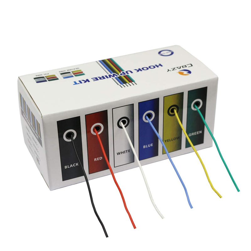 CBAZY™ Hook up Wire Kit (Stranded Wire Kit) 18 Gauge Flexible Silicone Rubber Electric Wire 6 Colors 16.4 feet Each 18 AWG 18AWG D-(red+blue+green+yellow+white+black)