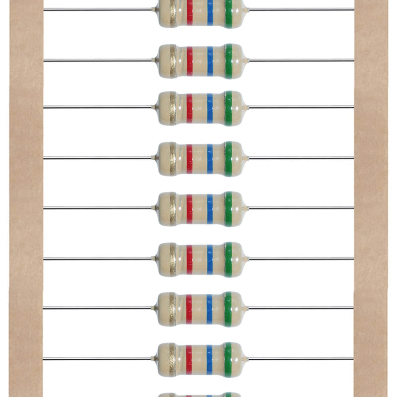 AUKENIEN 1250pcs 25 Values 1/2W Carbon Film Resistor Assortment Kit 1 2.2 3.3 10 22 47 68 100 120 150 220 330 470 560 680 1K 2K 2.2K 4.7K 5.6K 10K 22K 47K 100K 1M Ohm 1/2 Watt 5% Resistors Pack 1/2W 5%