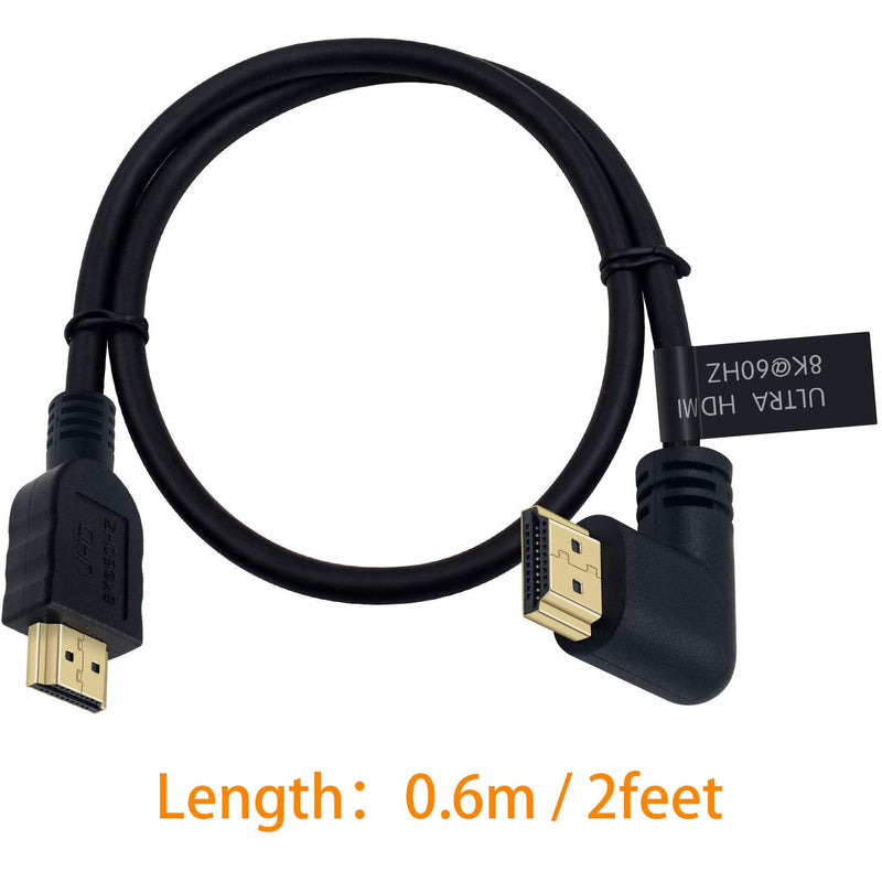 [AUSTRALIA] - Poyiccot 8K HDMI Cable 2feet, HDMI 2.1 Cable 90 Degree Right Angle HDMI Male to Male 8K HDMI 48gbps 2.1 Cable Support 8K@60Hz 4K@120 7680P 8K HDMI 2.1 Cable for TV/Xbox /PS4 /PS5(M/M Right) Right Angle 8K HDMI Cable 