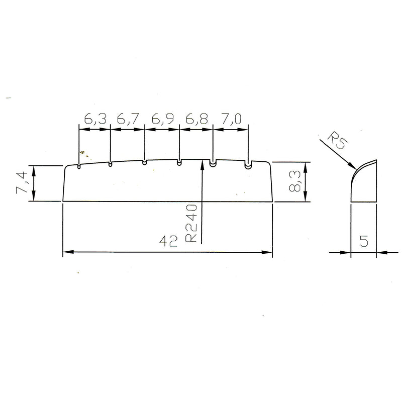Guitar nut acoustic or electric 42mm x 5mm in black quality resin material.