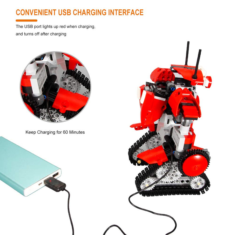 kuman Remote Control Robot Kit Building Blocks Robot Toy Set, STEM DIY Educational Robot Building Blocks Toys Gift for 8+ Year Old Kids 392PCS Red