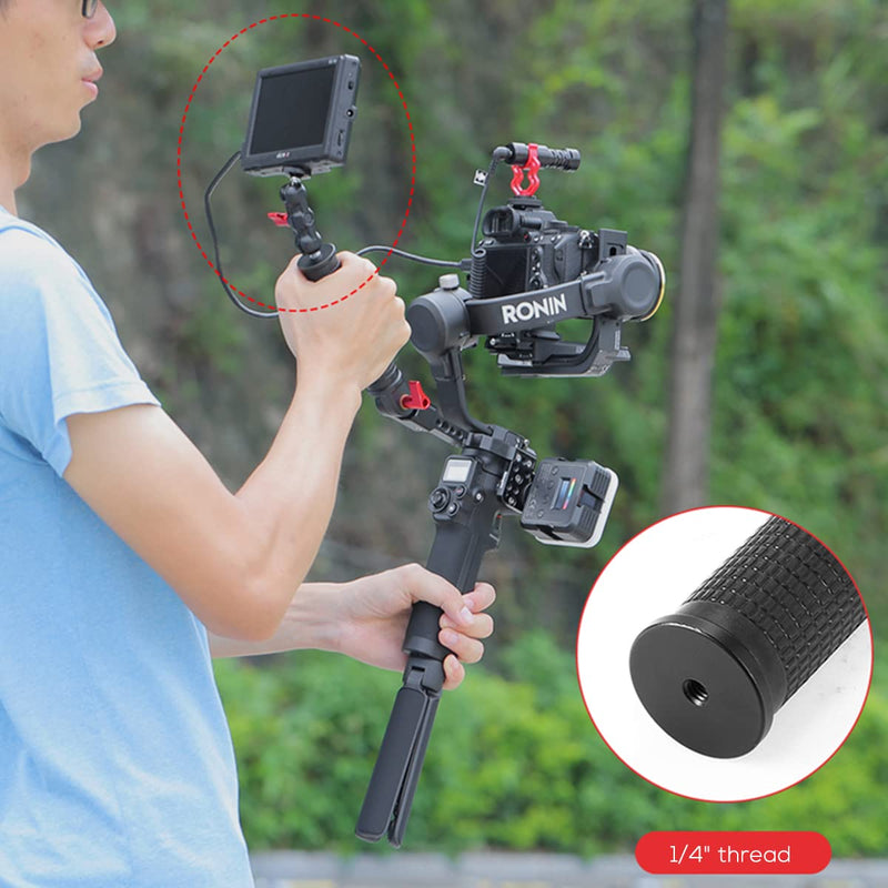 Gimbal Adjustable Handle Grip for DJI Ronin S/SC/RSC2, Stabilizer Handgrip Extension Bracket with Cold Shoe Mount 1/4 3/8 Threaded Holes for Video Light, Microphone, Monitor Handle Grip with Plate