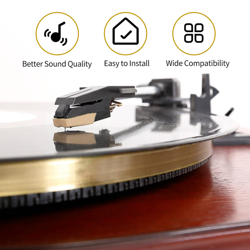 Record Player Needle, Upgraded Record Player Cartridge with Diamond Stylus Replacement for Crosley, ION, LP, Phonograph, and More (Gold) Gold