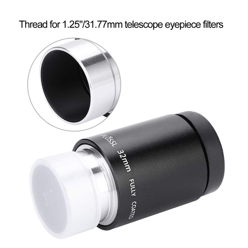 1.25" 32mm Plossl Telescope Eyepiece, 55 Degree Wide Angle Apparent Field 4 Element Lens for Astronomy Telescope