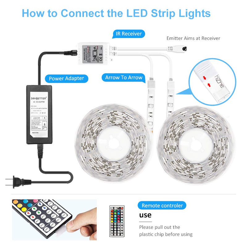 [AUSTRALIA] - Daybetter Led Strip Lights 32.8ft Color Changing 3528 Led Light Strip Kit for Room Rope Light No White Color 