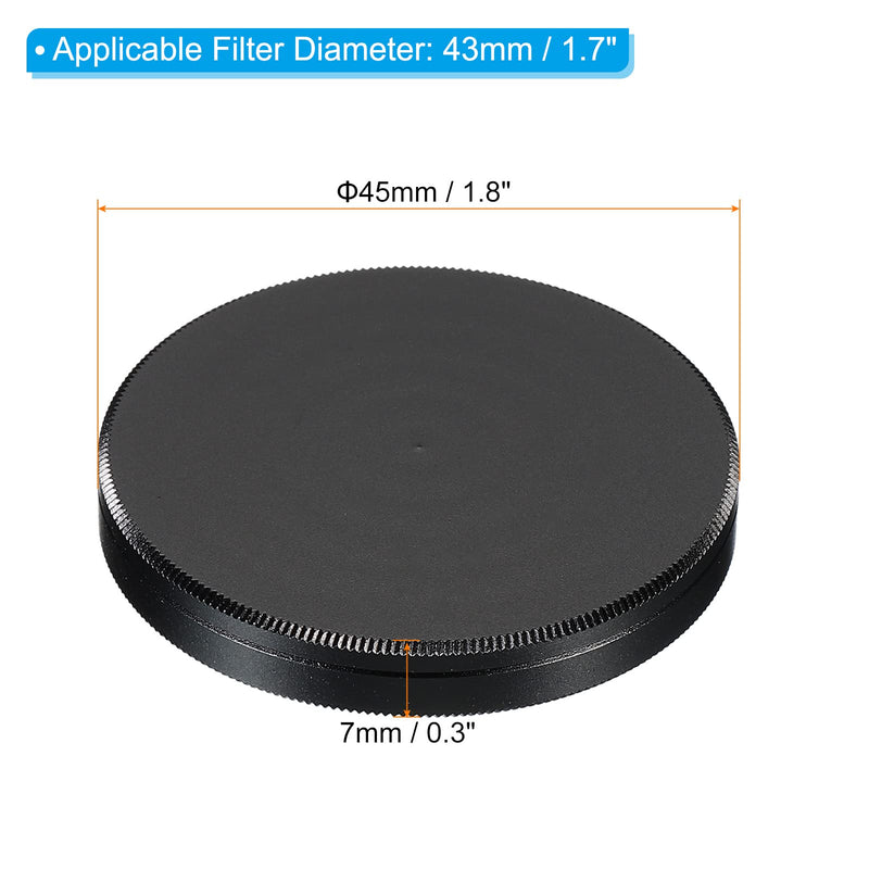PATIKIL 43mm Lens Cap, 2 Pack Camera Lens Cap Cover Universal Front Metal Lens Filter Stacks Cap Protective Case for 43mm Camera Circular Polarizing Fader ND Filter, Black