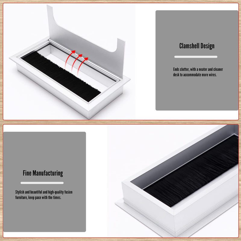 MroMax 5.83"x2.68" (Base L x Base W) Desk Grommet Aluminum Alloy 148x68mm Cable Hole Cover Cord Desk Rectangle Grommets Arrange Wires Organizer for Home Office Desk Cable Cord 1Pc Silver 160mm x 80mm (L x W)